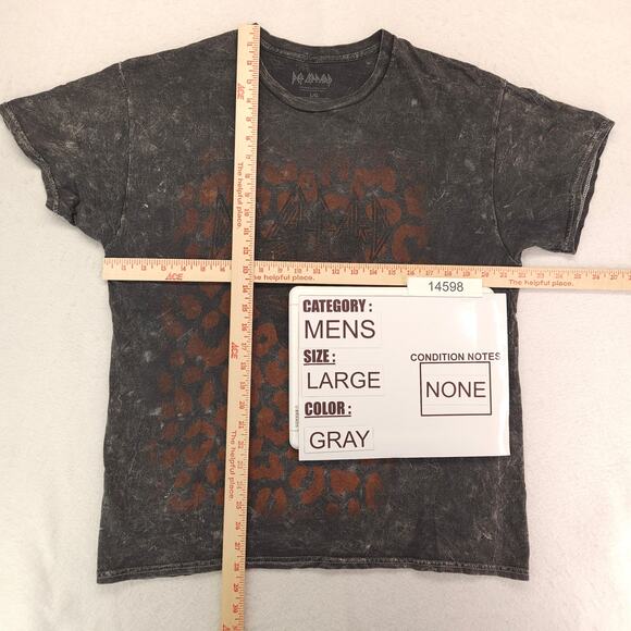 Def Leppard Band Graphic Crew Neck T Shirt Adult Mens Size Large L Gray - Picture 5 of 9